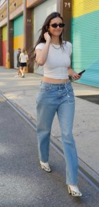 Nina Dobrev in a White Crop Top