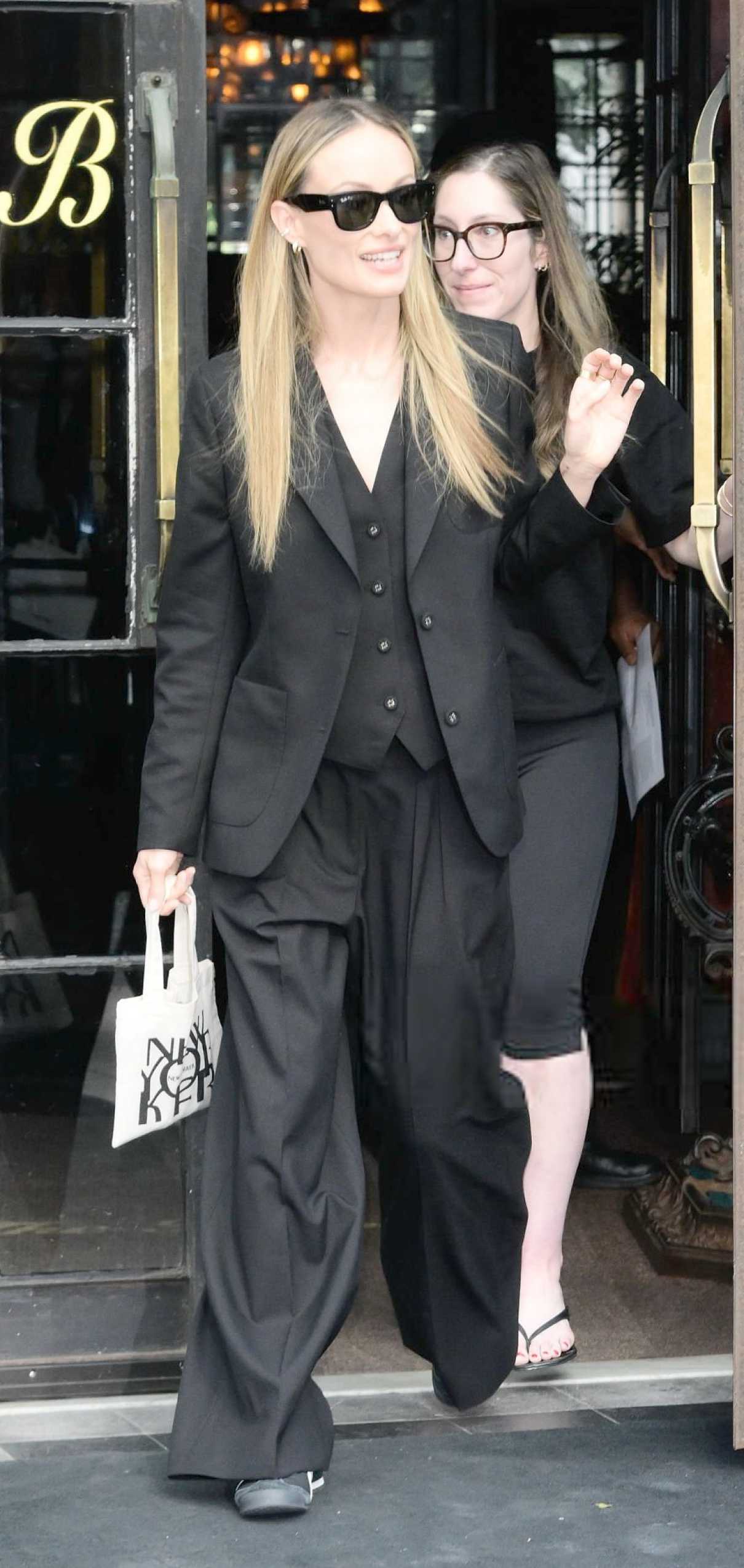 Olivia Wilde in a Black Pantsuit
