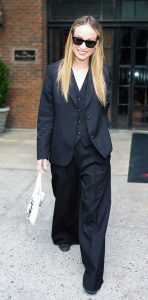 Olivia Wilde in a Black Pantsuit