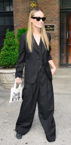 Olivia Wilde in a Black Pantsuit
