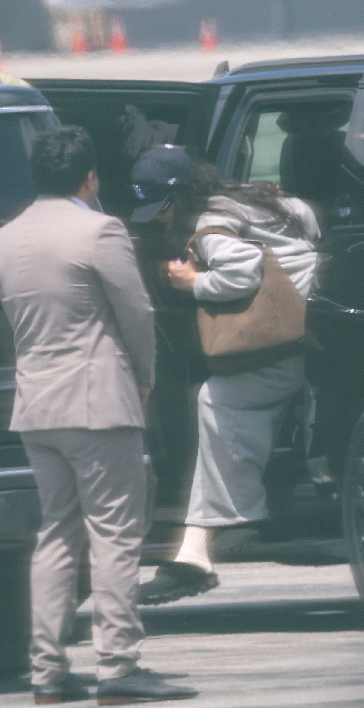 Rihanna in a Grey Sweatsuit