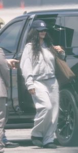 Rihanna in a Grey Sweatsuit