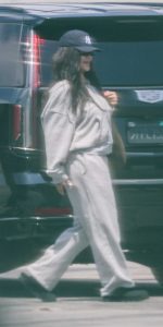Rihanna in a Grey Sweatsuit