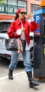 Dua Lipa in a Red Jacket