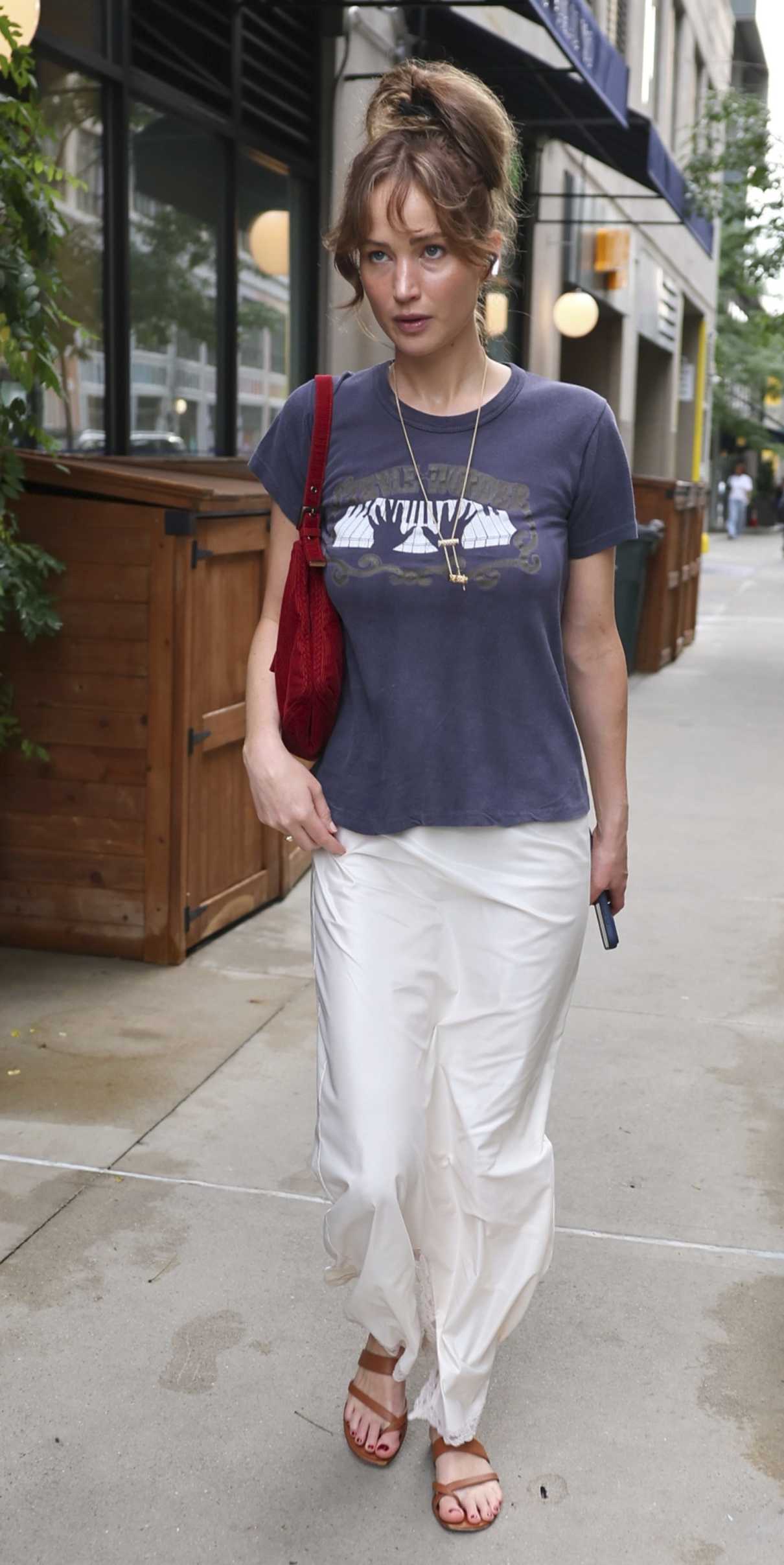 Jennifer Lawrence in a Grey Tee