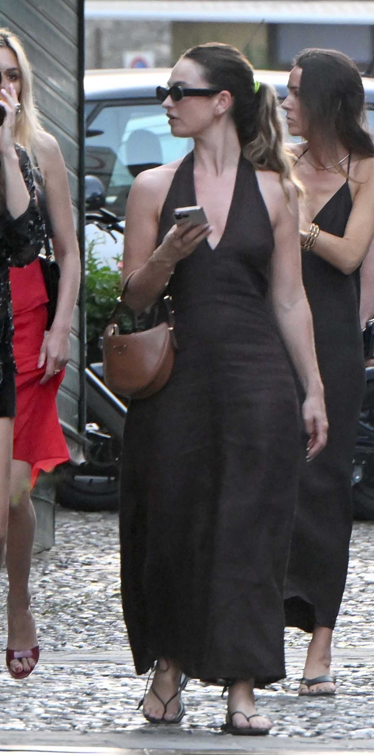Lily James in a Black Dress
