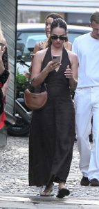 Lily James in a Black Dress