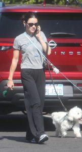 Lucy Hale in a Grey Tee