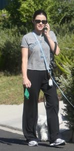 Lucy Hale in a Grey Tee