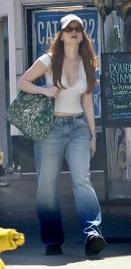 Madelaine Petsch in a Beige Blouse