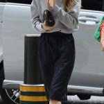 Olivia Wilde in a Grey Sweatshirt Arrives at BBC Radio Promoting The Invite in London 07/02/2026