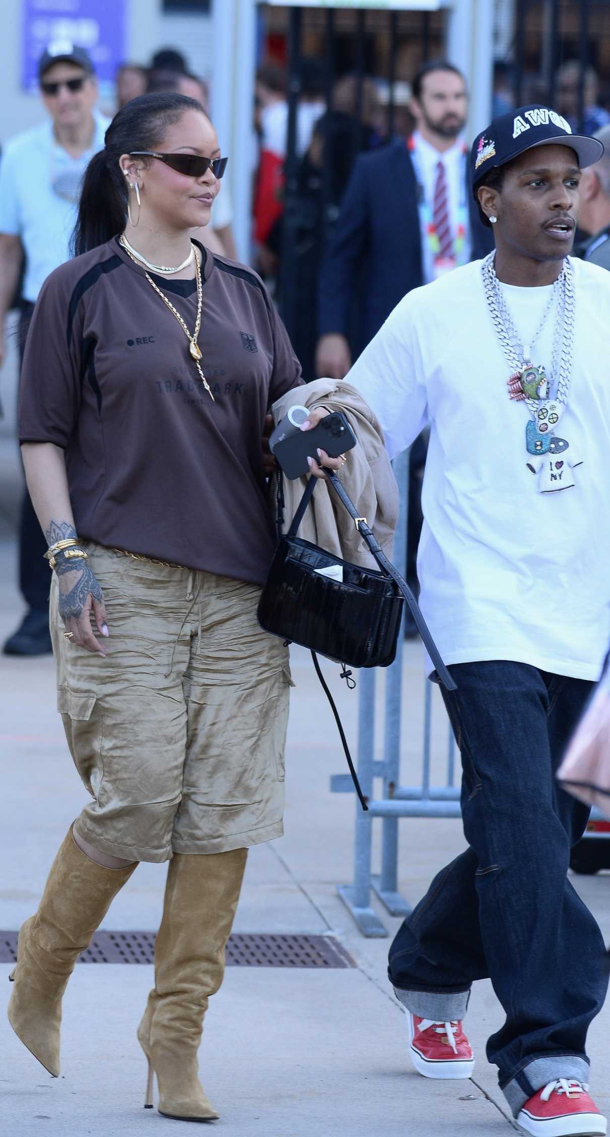 Rihanna in a Beige Shorts