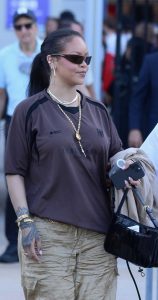 Rihanna in a Beige Shorts