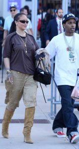 Rihanna in a Beige Shorts
