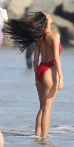 Shay Mitchell in a Red Swimsuit