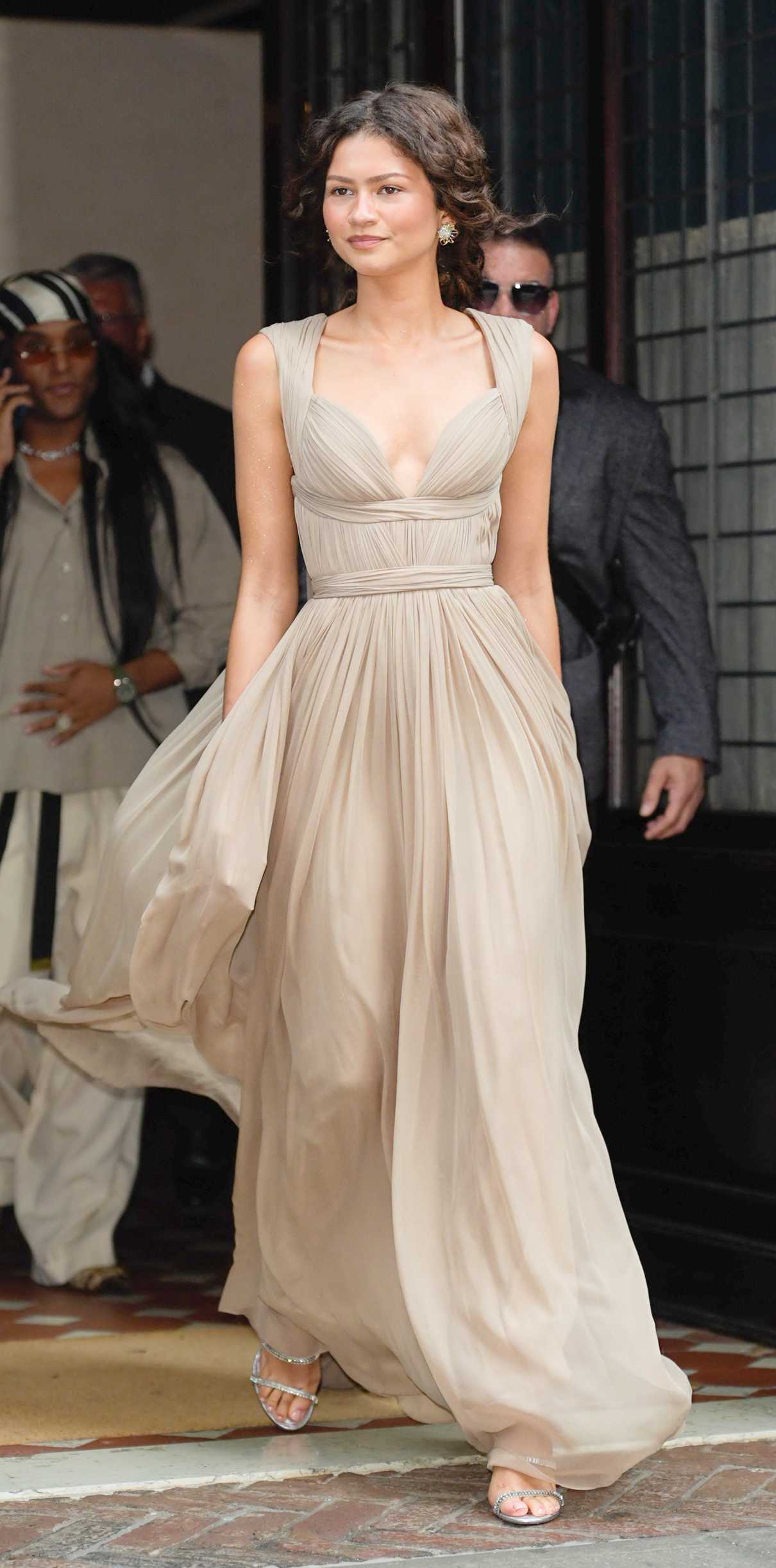Zendaya in a Beige Dress