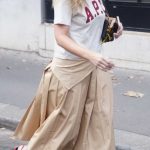 AJ Michalka in a Beige Skirt Steps Out for Dinner in Paris 08/17/2026