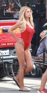 Brooks Nader in a Red Swimsuit