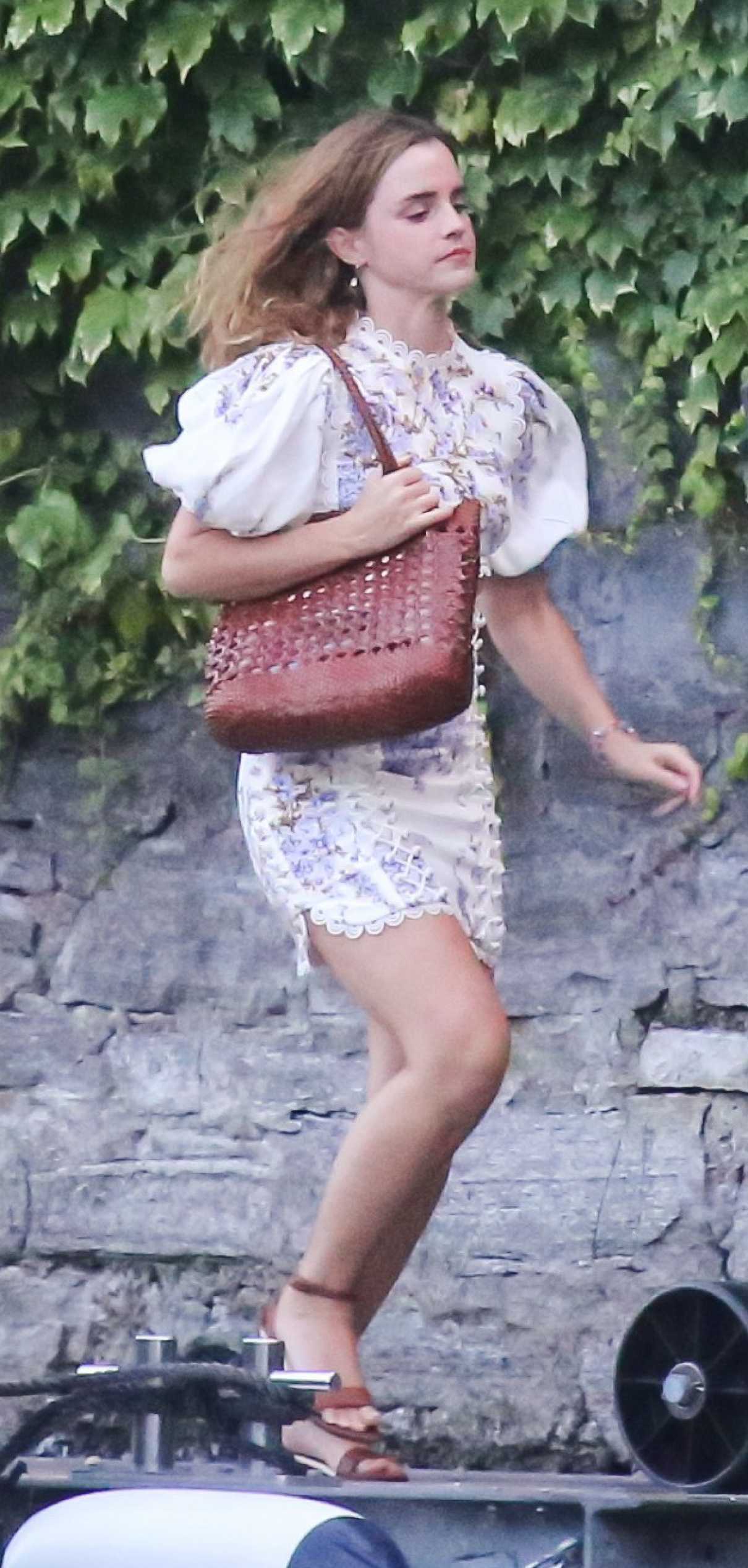 Emma Watson in a White Lace Mini Dress