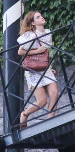 Emma Watson in a White Lace Mini Dress