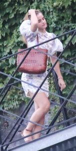 Emma Watson in a White Lace Mini Dress