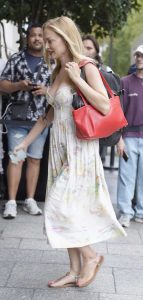 Heather Graham in a Patterned Dress