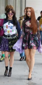 Joey King in a Floral Mini Dress