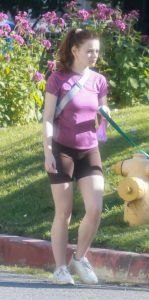 Joey King in a Purple Tee