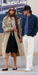 Kaia Gerber in a Beige Trench Coat