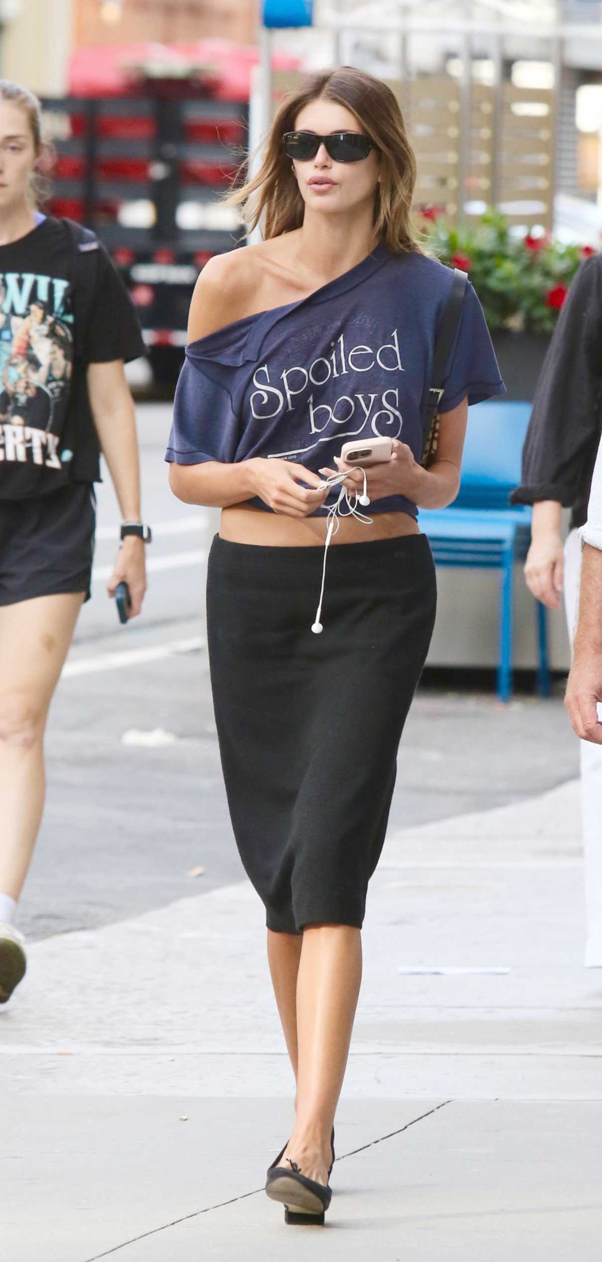 Kaia Gerber in a Black Skirt