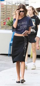 Kaia Gerber in a Black Skirt