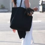 Kendall Jenner in a White Cropped Tee Leaving an Office Building in Downtown Los Angeles 08/27/2026