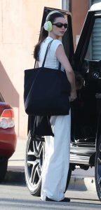 Kendall Jenner in a White Cropped Tee
