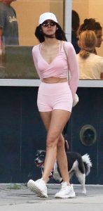 Nina Dobrev in Alo Pink Spandex