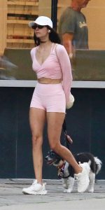 Nina Dobrev in Alo Pink Spandex