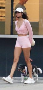 Nina Dobrev in Alo Pink Spandex