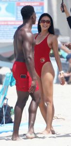 Shay Mitchell in a Red Swimsuit