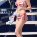Ester Exposito in a Red and White Striped Bikini on a Yacht in Ibiza 08/28/2026