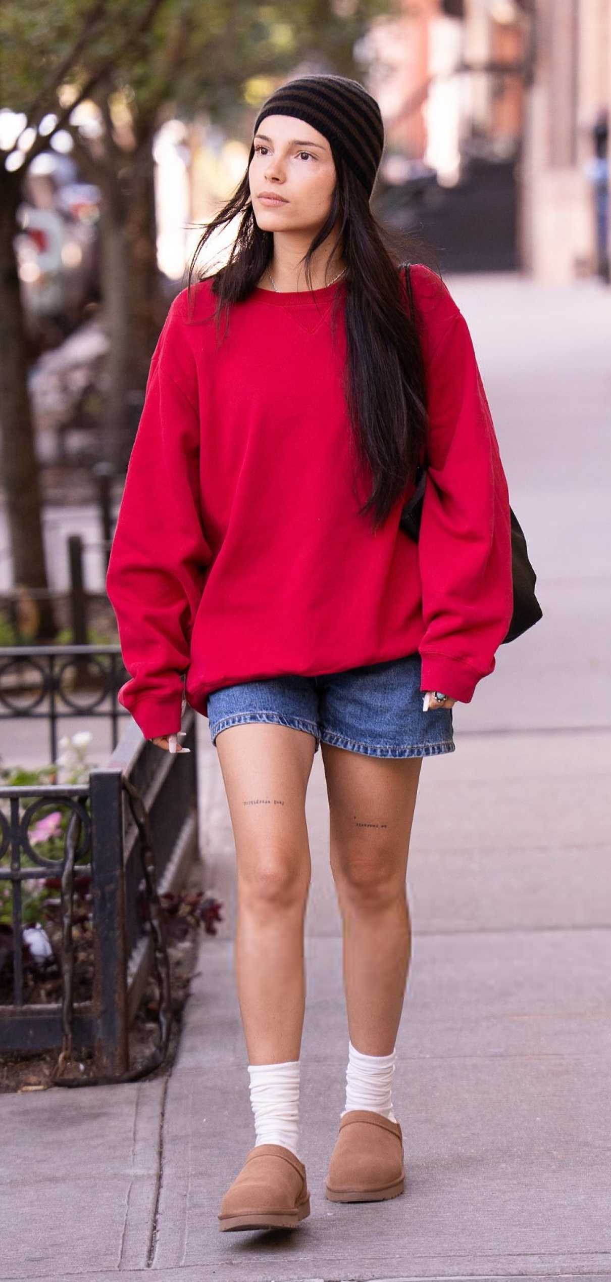 Inde Navarrette in a Red Sweatshirt