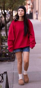 Inde Navarrette in a Red Sweatshirt