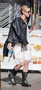 Lili Reinhart in a Black Leather Jacket