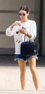 Lucy Hale in a Denim Shorts