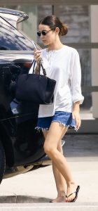 Lucy Hale in a Denim Shorts