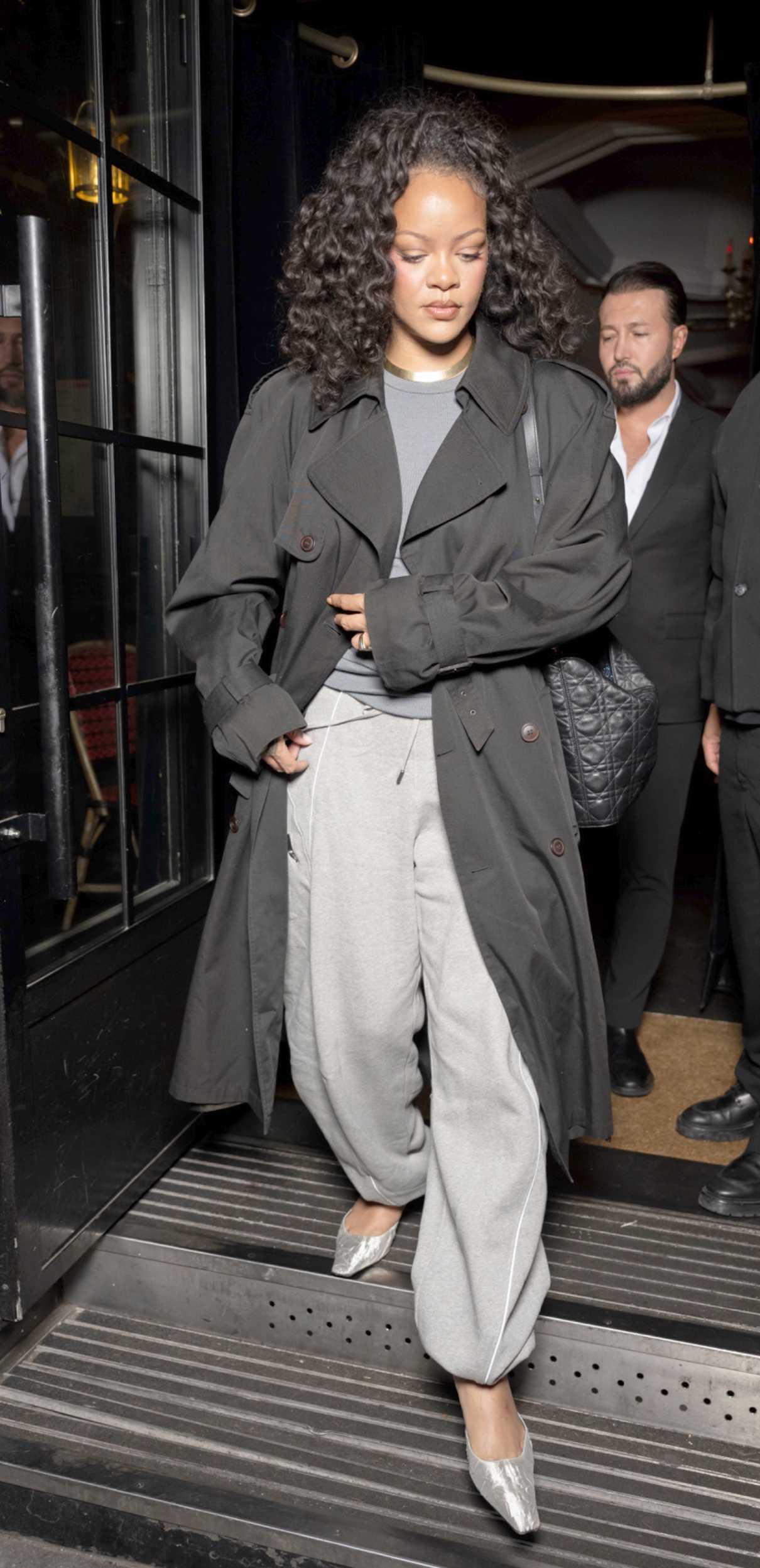 Rihanna in a Black Trench Coat
