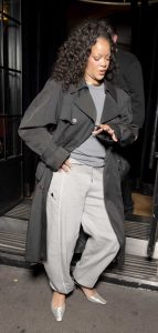 Rihanna in a Black Trench Coat