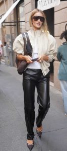 Rosie Huntington-Whiteley in a Black Leather Pants