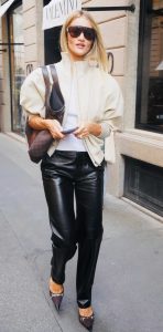 Rosie Huntington-Whiteley in a Black Leather Pants