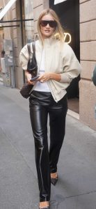 Rosie Huntington-Whiteley in a Black Leather Pants