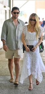 Sydney Sweeney in a White Lace Dress