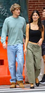 Camila Morrone in an Olive Pants